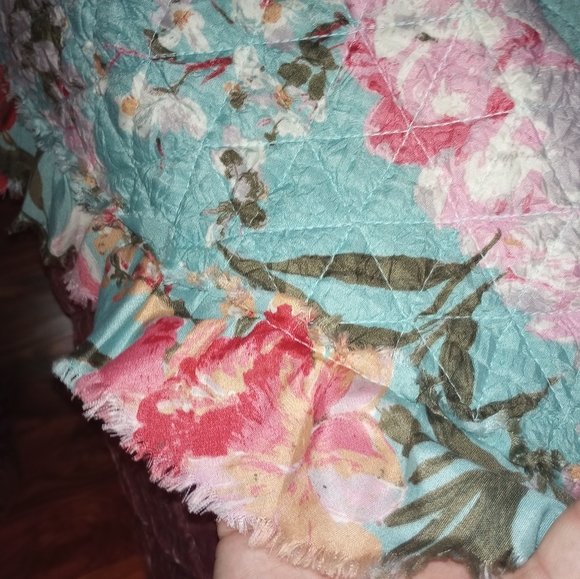 COPY - Queen Turquoise Rose Coverlet/Quilt - Picture 4 of 8